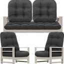 Wenqik 7 Pcs Outdoor Wicker Chair Cushions Set with 1 Loveseat 44 x 19 in Weatherproof & 6 U Shaped Cushions for Wicker Patio Furniture Porch Swing Bench Seat Sofa Couch(Dark Gray)