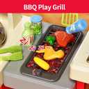 Pupu Pig Kids Kitchen Playset, Play Kitchen with Stove, Grill, Sink, Play Food, ToyKitchen Accessories, Cooking Kitchen with Lights Sound Steam, Pretend Play Toys for Kids Toddler Birthday Gifts