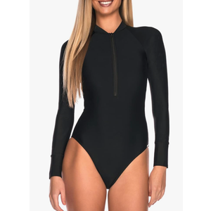 RELLECIGA Women's One Piece Swimsuits Long Sleeve Rash Guard UV Protection Surfing Swimsuit Bathing Suit, M