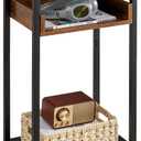 Tall Side Table, 30 inch High End Table, Small Entryway Table, Bedside Table for Living Room and Bedroom, Rustic Brown & Black