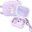 worfty Kids Camera Case Compatible with MAVOKIS/Envyvip/Seckton/KIZJORYA/Goopow Digital Video Camera Toys Camcorder Storage Holder Carrying - Purple Unicorn(Case Only)