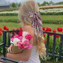 2Pcs Leopard Print Hair Bow Clips, Long Tail Ribbon Satin Leopard Big Metal Hair Bow Barrettes Ponytail Styling Accessories for Women Girls, Red Cheetah Print