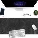 Minimalist Topographic Map Mouse Pad - Contour Extended Large Stitch Edge Mousepad Black & White Non-Slip Gaming Desk Mat 31.5x11.8inch