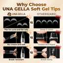 UNA GELLA Long Stiletto Nail Tips 504PCS, Full Cover Pre-Etched Long Stiletto Almond Clear Fake Nails Tips, Sturdy Acrylic Press on Nails, No C Curve Soft Gel Tip for DIY Nail Extension kit 12 Sizes