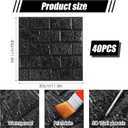 40 PCS Peel and Stick Faux Foam 3D Wall Panels 38.65 Sq ft Black Brick 3D Faux Brick Wall Tiles Paneling Decorative Self Adhesive Wallpaper for Home Interior Wall Decor (11.8x11.8inch)