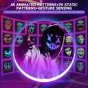 LED Mask Face Transforming, App-Controlled Light Up Mask with Gesture Sensing, DIY Custom Display, Rechargeable LED Mask for Halloween, Party & Cosplay