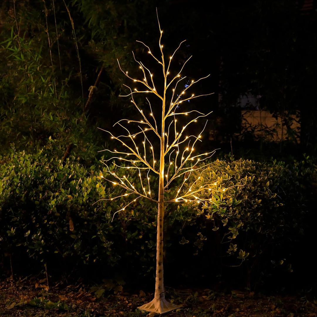 6Ft 96 LED Lighted Birch Tree with Twigs,LED Artificial Tree Lights, Light Up Tree for Indoor Outdoor Home Room Christmas Wedding Birthday Holiday Decoration (Warm White-3)