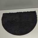 Semicircle Absorbent Bathroom Rug Thickened Soft Chenille Non-Slip Floor Mat Machine Washable Mat Dries Quickly Shaggy Foot Pad for Bedroom Living Room (Black, 15.7-23.6in)