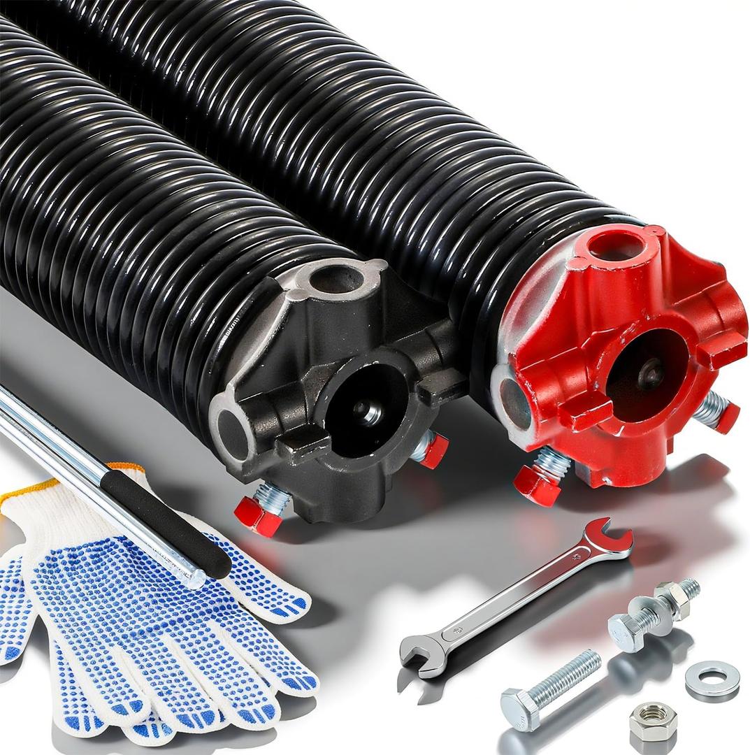 Pair of 2" Garage Door Torsion Springs (0.250 X 2'' X 30'') with Non-Slip Winding Bars & Gloves, Heavy-Duty Replacement, 18,000 Cycles, High Precision Electrophoresis Black Coated