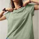 Milumia Women Crew Neck Short Sleeve Loose Fit T-Shirts Summer Solid Casual Tee Tops (M)