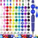 315Pcs 20mm Beads for Pens Making with Rondelle Spacer Beads Mixed Acrylic Focal Bubblegum Bead Crystal Round Sparkly Chunky Bead for Pens Beadable Necklace Keychain DIY Craft Jewelry Making Supplies