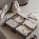 EACHY 6 Set Compression Packing Cubes for Travel & Carry-On, Space-Saving Luggage Organizers & Compression Bags for Clothes & Shoes, Ideal for Vacation & Cruise Essentials (Large, AA-Beige)