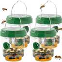 Wasp Traps Outdoor Hanging, Solar Bee Trap for Outside, Reusable Solar Powered Hornet Traps, Bee Wasp Catcher Outside Garden 4 Packs