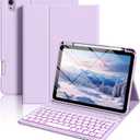 Keyboard Case for iPad (A16) 11th Generation 11 Inch 2025, iPad 10th Generation 10.9 Inch 2022, Smart Folio Cover with 7 Colors Backlit Wireless Detachable Keyboard, Auto Sleep Wake, Purple