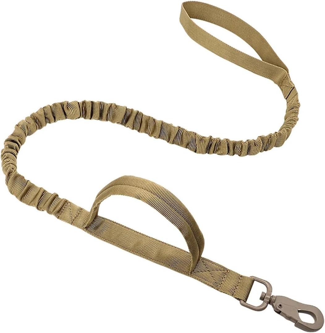 Dog Leash Adjustable Quick Release Elastic Leads Rope with 2 Handle for Medium and Small Dogs(Brown)