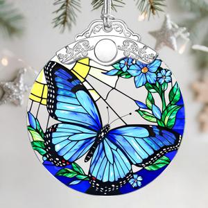 Stained Glass Ornament, Christmas Ornament, Hanging Ornaments for Home Decor & Christmas Tree Ornaments Exquisite Holiday Decor, Xmas Gifts & Holiday Present - Butterfly