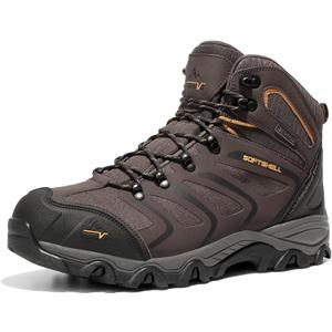 NORTIV 8 Men's Ankle High Waterproof Hiking Boots Outdoor Lightweight Shoes Trekking Trails Armadillo (10 Wide, Brown/Black/Tan)