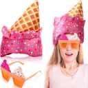 Novelty Poop/Ice Cream/Crab/Beer Mug/Pumpkin Hat and Sunglasses Halloween Accessories for Women Men Cosplay Party Decor (Bright Colors)