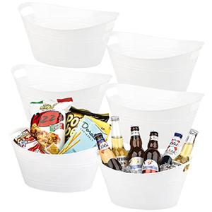 Tiawudi 12 Pack Plastic Oval Storage Tub, Ice Bucket for Wine, Beer and Champagne, Bottle Drink Cooler for Parties, Storage Basket, 4.5 Liter