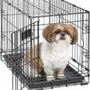 MidWest Homes for Pets Newly Enhanced Single & Double Door iCrate Dog Crate, Includes Leak-Proof Pan, Floor Protecting Feet, Divider Panel & New Patented Features (23.0"L x 14.0"W x 16.2"H, Black)