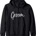 Matching Getting Ready Bride & Groom Wedding Gifts Groom Zip Hoodie (Black, L)