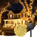 Brightever Solar String Lights for Outside, 46FT 120LED Solar Lights Outdoor Waterproof with 8 Lighting Modes, Christmas Light for Patio, Yard, Tree, Garden, Wedding, Party Decorations, Warm White