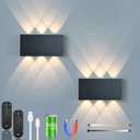 Shelprojsu LED Cordless Wall Sconce Set of 2, 5200mAh Rechargeable Battery Operated Wall Lamp with Remote Control, 3 Colors and Dimmable Magnetic Wireless Wall Light (Black, 2 PCS)