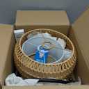 Arc Floor Lamps for Living Room Rattan Boho Floor Lamp with Remote Control,Dimmable LED Floor Lamp Wicker Lamp Shades Black Standing Lamp with 3 Color Temperature Tall Floor Lamps For Bedroom Corner (12Inch, Yellow)