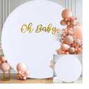 7.2 FT White Round Backdrop Cover for 5 to 7.2ft Circle Stand - Adjustable Polyester Arch Backdrop Cover for Wedding Arch Birthday Party Photography Decoration