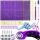 Nicecho Rotary Cutter Set,Sewing Quilting Supplies,45mm Fabric Cutters,A3 Cutting Mat for Sewing,Acrylic Rulers,Scissors,Exacto Knife,Clips,Beginners Sewing Accessories,Fabric Cutter Kit
