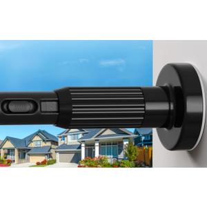 Long Tension Rod 41-144inch Black Tension Curtain Rods no Drilling 1.26" Diameter Adjustable Outdoor Curtain Rod for Windows,Shower,Patio,Doorway,Heavy Duty Spring Rods