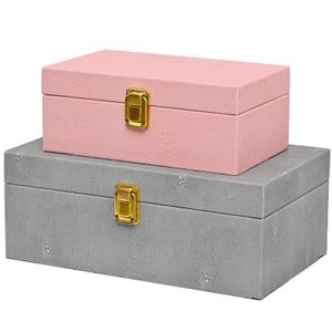 Faux Shagreen Decorative Box Set Vegan Leather Stacking Organizers