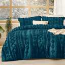 Bedsure Tufted Boho Comforter Set Queen Size - Teal Boho Bed Set, GentleSoft 3 Pieces Farmhouse-Style Embroidery Bedding, Gifts for Woman, Soft Jacquard Queen Comforter for All Seasons (16 - Teal - Elegant)