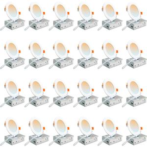 DLLT LED Recessed Ceiling Light: 24 Pack 4 Inch Black Recessed Lighting