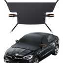 Windshield Cover for Ice and Snow, Winter Summer Sunshade with Thickened 600D Oxford Fabric, Universal Car Frost Shield Snow Cover Windshield Protector Yellow Earmuffs with Four Straps (1PC)