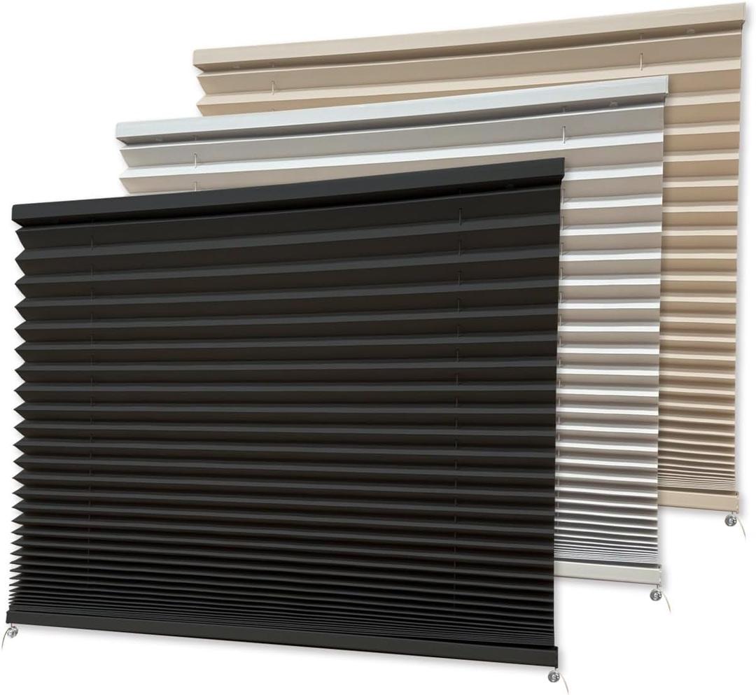 RV Window Shades, Blinds, 32'' W X 24'' H, Privacy Shades for motorhomes- Easy Installation, UV Protection, Light Blocking for Camper Vans, dim Out Black Fabric (Black Blackout, 26 * 38)