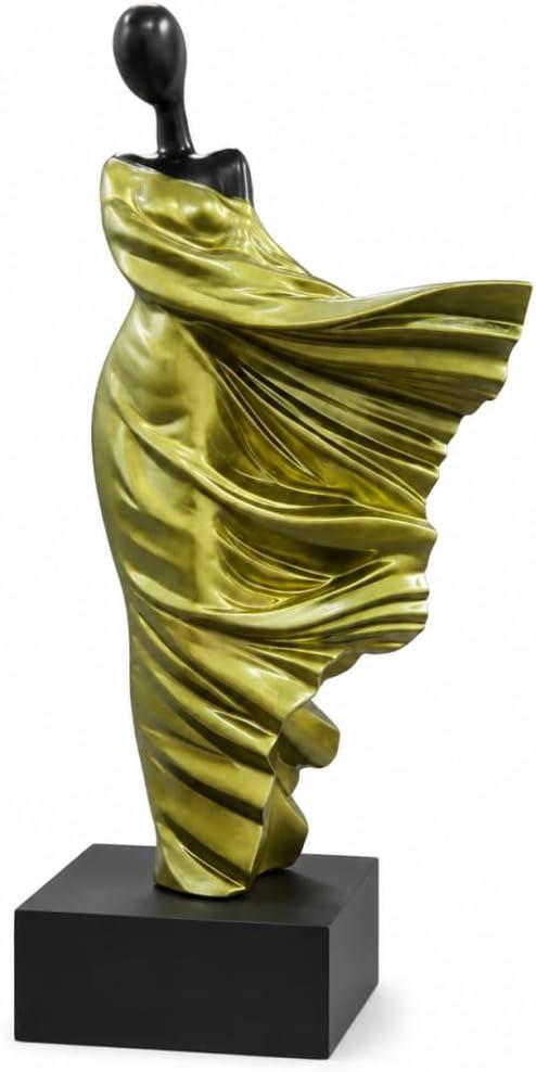 Golden Flowing Dress Abstract Woman Resin Statue, Large