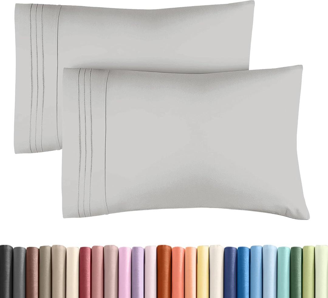 Queen Pillow Cases Set of 2 - Ultra Soft Hotel Quality Pillowcase Covers - Comfy Cozy Bedding for Women, Men, Kids & Teens - Machine Washable Pillow Protectors - 2 Pieces Set - Queen Size French Grey (03 - French Grey)