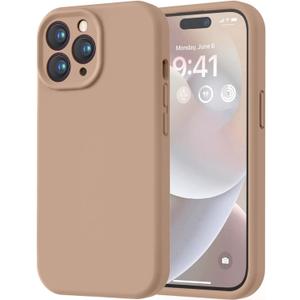LOVE 3000 Designed for iPhone 14 Pro Max Case, Premium Silicone with [Soft Anti-Scratch Microfiber Lining] Shockproof Protective Phone Case for Men Women Girls 6.7", Light Brown