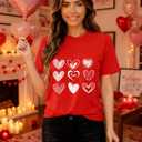 Valentines Shirt for Women Cute Love Heart Tshirts Casual Hearts Graphic Tee Tops for Her (Red, XL)