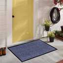 LuxUrux 2-Pack Durable Rubber Door Mats - Waterproof, Low-Profile, Indoor/Outdoor Entry Rugs for Entry, Patio, Garage - Striped Blue Design (23'' x 35'')