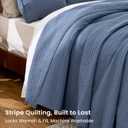 Love's cabin Queen Size Cotton Quilt Set, 100% Cotton Fabric Striped Textured Coverlet with Crinkled Look, Lightweight Quilted Bedspread for All Season, Includes 2 Pillow Shams, Bluish Grey | Lightweight, Queen(90"x96"）