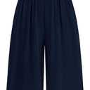 PRETTYGARDEN Spring Two Piece Sets For Women 2025 Ribbed Knit Crew Neck Sleeveless Tank Tops Wide Leg Pants Casual Lounge Set (Navy, Small)