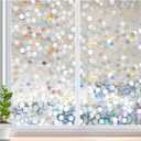 rabbitgoo Window Privacy Film, Rainbow Stained Glass Window Film, 3D Decorative Static Cling Coverings Non-Adhesive, Removable Glass Stickers for Home Door, Circle Design, 23.6" x 78.5"