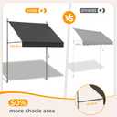 HOMEDEMO Manual Retractable Awning, 79" W x 118" H Retractable Side Bar 47-59", Outdoor Patio Awnings Height Adjustable 82-118", NO Drilling Awings for Backyard Garden Porch Outside Carbon Gray