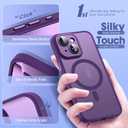 YEMORAN Compatible with iPhone 15 Case with Built-in Camera Lens Protectors Translucent Magnetic iPhone 15 Phone Case 6.1" [Compatible with Mag-Safe][Great Grip Feeling], Purple