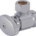 Eastman 1/2 Inch OD Compression x 1/2 Inch FIP Compression Multi-Turn Angle Stop Valve, Brass Plumbing Fitting, Chrome, 04338LF