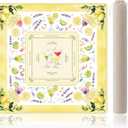 Yellow Lemon Cocktail Mahjong Mat for Table with Rules | 31.5x31.5 Inch; waterproof surface, non-slip backing, built-in instructions for easy summer party American mahjong play