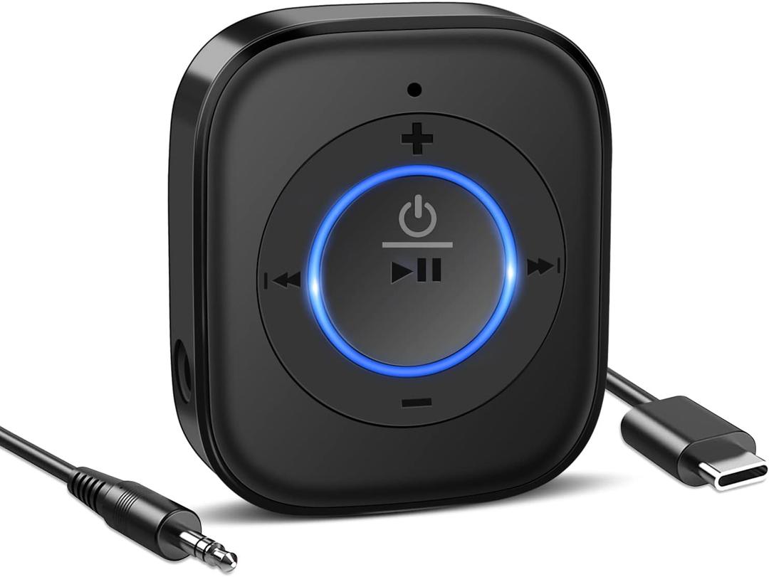 Golvery Bluetooth Receiver for Old Speaker with Latest Bluetooth V5.4, 20-Hour Battery Life, Handsfree Calls, Dual Connection to 2 Cell Phones, Built-in Microphone, for Wired Headphones, Home Stereo