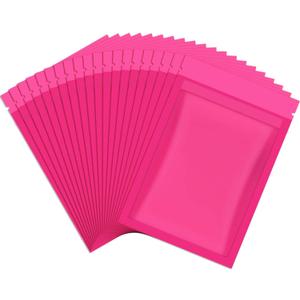 Blulu 100 Pieces Resealable Foil Proof Bags Scent Proof Flat Pouch Clear Smell Sealable Packing Bags Iridescent for Food Storage Snack Jewelry(4 x 6 Inch,Pink)